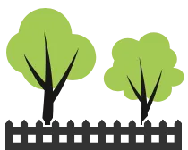 two trees and fence line icon